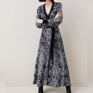 Karen millen Space Dye Slinky Knit Animal Jacquard Maxi Dress sz S